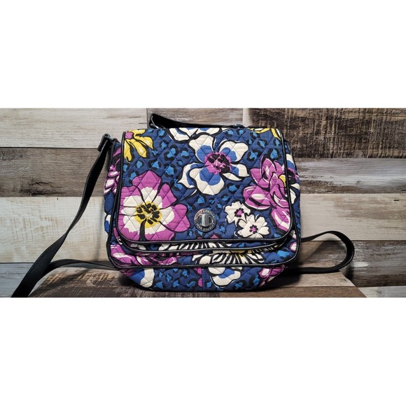 Vera Bradley African Violet Turn Lock Satchel Crossbody Purse - Picture 1 of 8